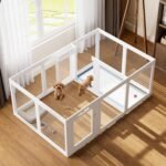 Clear Acrylic Dog Playpen Indoor Pet Pen, 24″ H, White, 12 Panels