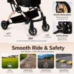 Dog Strollers for Small Dogs and Cats, 3-in-1 Pet Stroller with Removable Carrier, 4 Wheels One-Hand Fold Travel Carriage with Storage, Cup Holder and Car Seat, Black - Image 4