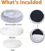 Amazon Basics Washable Donut Pet Bolster Faux Fur Bed with Removable Cover, Anti-Slip Bottom for Dog, Grey, 23" x 23" - Image 4