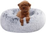 Amazon Basics Washable Donut Pet Bolster Faux Fur Bed with Removable Cover, Anti-Slip Bottom for Dog, Grey, 23" x 23" - Image 5