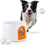 ALL FOR PAWS Automatic Dog Ball Launcher, Interactive Fetch Toy for Small Medium Dogs, Rechargeable Pet Ball Thrower Machine for Outdoor Play, 3 Pcs 2.2-Inch Balls Included