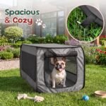 Portable Dog Crate 36" Collapsible Pop Up Dog Crate for Medium Dogs Foldable Soft Pet Cage Kennel with Ground Nails for Outdoor Indoor Travel Car,Grey - Image 4
