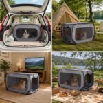 Portable Dog Crate 36" Collapsible Pop Up Dog Crate for Medium Dogs Foldable Soft Pet Cage Kennel with Ground Nails for Outdoor Indoor Travel Car,Grey - Image 7