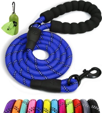 Taglory Rope Dog Leash for Medium Large Dogs, 6 FT Padded Handle, Navyblue