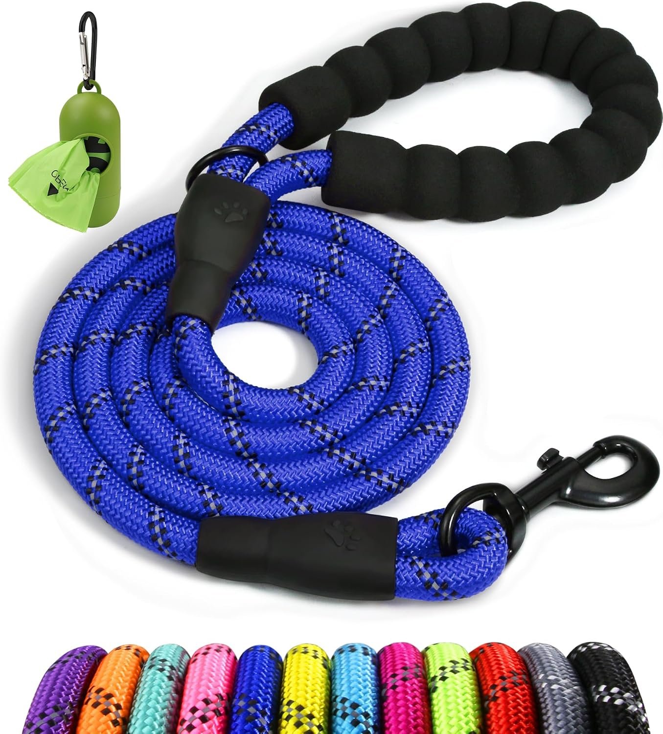 Taglory Rope Dog Leash for Medium Large Dogs, 6 FT Padded Handle, Navyblue Taglory Rope Dog Leash for Medium Large Dogs, 6 FT Padded Handle, Navyblue