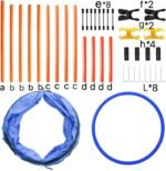 Dog Agility Training Equipment, Obstacle Agility Training Starter Kit for Doggie, Including Tunnel, 13 Weave Poles, Adjustable Hurdle, Jump Ring, Pause Box and Carrying Bag(Blue) - Image 5