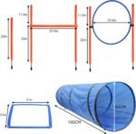 Dog Agility Training Equipment, Obstacle Agility Training Starter Kit for Doggie, Including Tunnel, 13 Weave Poles, Adjustable Hurdle, Jump Ring, Pause Box and Carrying Bag(Blue) - Image 6