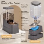 Pawzone 2 Pack Automatic Cat Feeder and Water Dispenser 1.3 Gallon Dog Gravity Food Feeder and Water with Ice Pack Stainless Steel Dry Food and Water Bowl for Small Medium Large Pets (Grey) - Image 3