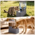 Pawzone 2 Pack Automatic Cat Feeder and Water Dispenser 1.3 Gallon Dog Gravity Food Feeder and Water with Ice Pack Stainless Steel Dry Food and Water Bowl for Small Medium Large Pets (Grey) - Image 7