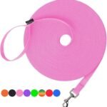 Hi Kiss Dog/Puppy Obedience Recall Training Agility Lead – 15ft 20ft 30ft 50ft 100ft Training Leash – Great for Training, Play, Camping, or Backyard – Pink 15ft