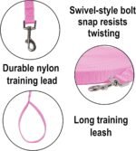 Hi Kiss Dog/Puppy Obedience Recall Training Agility Lead - 15ft 20ft 30ft 50ft 100ft Training Leash - Great for Training, Play, Camping, or Backyard - Pink 15ft - Image 3