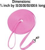 Hi Kiss Dog/Puppy Obedience Recall Training Agility Lead - 15ft 20ft 30ft 50ft 100ft Training Leash - Great for Training, Play, Camping, or Backyard - Pink 15ft - Image 4