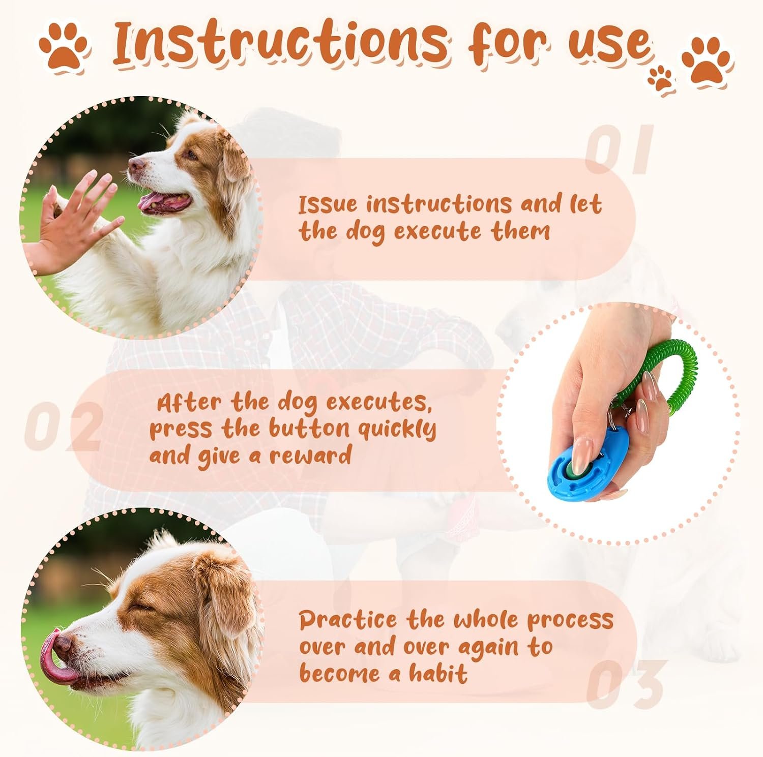 Hiboom 30 Pcs Dog Training Clicker Bulk Colorful Pet Training Clicker Cat Animal Trainer Clicker with Wrist Strap for Pet Dog Cat Horse Bird Behavioral Trainer Accessories (30 Color) - Image 3