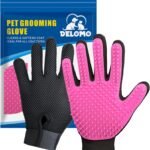 Pet Hair Removal Glove with 255 Silicone Tips for Dogs & Cats, 1 Pair Pink