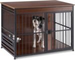 Amazon Basics Furniture Style Dog Crate, Sturdy Wooden Pet Kennel, Two Bowls Included, 41" x 23.6" x 29.5", Walnut