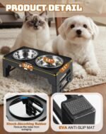 Jovrun Elevated Dog Bowls for Small Dogs and Cats, Non-Slip Cat Bowls with 2 Thick 5.5" Stainless Steel Dishes, Dog Feeder 2 Heights Adjustable to 2.6"-5.3" - Image 3