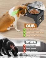 Jovrun Elevated Dog Bowls for Small Dogs and Cats, Non-Slip Cat Bowls with 2 Thick 5.5" Stainless Steel Dishes, Dog Feeder 2 Heights Adjustable to 2.6"-5.3" - Image 4