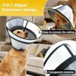 Soft Transparent Dog Cone Collar, Depth Adjustable Recovery Cone - Image 2