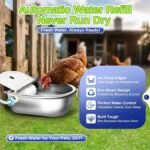 Ademon Automatic Animal Drinking Water Bowl with Float Valve, Standard Pipe,3L Stainless Steel Waterer Feeder Farm Dog Dispenser Kit Self Filling for Livestock Horse Goat Water Trough - Image 4