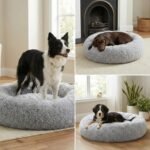 Calming Donut Dog Bed – Faux Fur Anti-Anxiety Pet Bed with Removable Washable Cover & Water-Resistant Liner – Plush Fluffy Round Nest, Non-Slip Bottom for Dogs & Cats – Small, Grey - Image 4