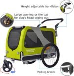 DOGGYHUT® Premium XL Pet Bike Trailer & Stroller Up to 100 lbs (Lime Green) - Image 3