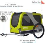 DOGGYHUT® Premium XL Pet Bike Trailer & Stroller Up to 100 lbs (Lime Green) - Image 5