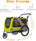 DOGGYHUT® Premium XL Pet Bike Trailer & Stroller Up to 100 lbs (Lime Green) - Image 7