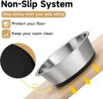 304 Food-Grade Stainless Steel Dog Bowls, Set of 2, 16 oz (2 Cups) Each, Dog Water Bowl & Dog Food Bowl for Small Dogs & Puppies, Also Cat Bowls for Cats & Kittens, Non-Slip Silicone, Dishwasher Safe - Image 4