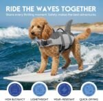 ASENKU Dog Life Jacket - Pet Safety Vest for Swimming & Boating, Shark Life Jacket with Floatation, Dog Lifesavers Swimsuits for Small Medium Large Dogs (Grey, XL) - Image 8