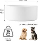 6'' Ceramic Dog Bowl - 30Oz Classic Dogs Food & Water Bowl for Small and Medium Breed Dogs, Heavy Duty Non-Slip Dog Dishes, Food Grade Stoneware Pet Bowl, Dishwasher & Microwave Safe, White - Image 3