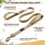 No Pull Dog Harness & 5FT Leash Set with Car Seatbelt Clip,Brown,L - Image 4
