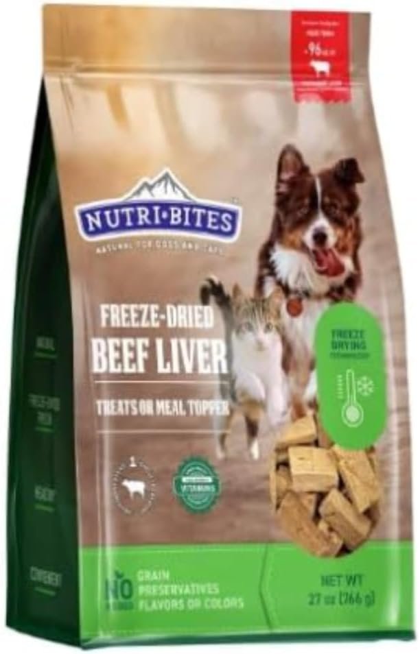 Nutri Bites Freeze Dried Beef Liver Dog & Cat Treats, Single Ingredient, 27 Ounce Bag Nutri Bites Freeze Dried Beef Liver Dog & Cat Treats, Single Ingredient, 27 Ounce Bag