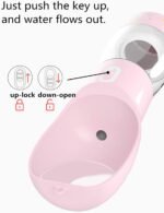 Portable Dog Water Bottle with Food Container Dishwasher Safe-Pink - Image 2