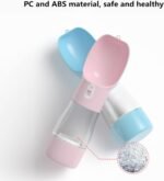 Portable Dog Water Bottle with Food Container Dishwasher Safe-Pink - Image 5