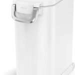 simplehuman Large Pet Food Storage Container, Holds 30-35 lb / 14-16 kg of Dry Dog Food, Cat Food, or Bird Seed, Airtight Lock-Tight Lid with Magnetic Scoop, BPA-Free, White Steel