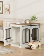 Hzuaneri 31.5 in Dog Crate Furniture Indoor Dog Kennel with 2 Feeding Bowls - Image 8
