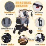 Pet Stroller for Small Dogs Cats, 6 Shock Absorption System - Image 6