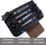 7.0'' Professional Dog Grooming Scissors Set with Black Non-Slip Handle 440C Stainless Steel Straight Thinning Curved Chunker Shears 4pcs Set for Pet Grooming Services - Image 6