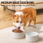 Non-Slip Ceramic Dog Bowls,6" Dog Food and Water Bowl Set with Silicone Base, 32oz/4cups Weighted Flip-Proof Pet Feeding Bowl for Medium Dogs (Medium,White) - Image 6