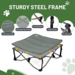 Timber Ridge Small Elevated Dog Bed, 3-in-1 Portable, Folding, and Raised with Removable Pad Mat, Cooling Design for Indoor and Outdoor Use, Grey - Image 7