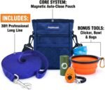 Dog Training Kit & Puppy Starter Set with 30ft Long Leash – Complete Recall System w/Magnetic Treat Pouch, Clicker, Collapsible Bowl & Waste Bags – Professional Tools (Navy Blue) - Image 3