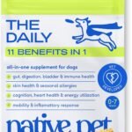 Native Pet The Daily Dog Vitamins & Supplements – 11-in-1 Multivitamin for Dogs – Daily Powder Supplement with Probiotics, Collagen – 120 Scoops