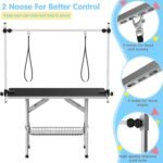 Lyromix 42'' Foldable Dog Grooming Table with Arms/Nooses/Mesh Tray, Black - Image 2