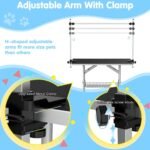 Lyromix 42'' Foldable Dog Grooming Table with Arms/Nooses/Mesh Tray, Black - Image 3