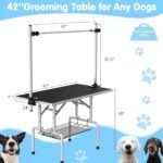 Lyromix 42'' Foldable Dog Grooming Table with Arms/Nooses/Mesh Tray, Black - Image 5