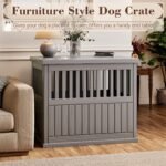 Fancyango 40-Inch Heavy Duty Dog Crate Furniture Lockable Indoor Outdoor Kennel & End Table for Small/Large Dogs Decorative Plastic Pet Cage in Grey - Image 3