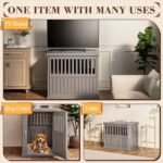 Fancyango 40-Inch Heavy Duty Dog Crate Furniture Lockable Indoor Outdoor Kennel & End Table for Small/Large Dogs Decorative Plastic Pet Cage in Grey - Image 5