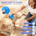 Cleaning Shedding Brush - Professional Pet Grooming Kit Skin Friendly Grooming Tool for Dogs, Cats, and Puppies, Deshedding and Hair Removal for Long/Short Haired Pets, Blue - Image 5