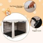 HiCaptain 30-Inch Dog Crate Cover with Mesh, Waterproof Kennel Cover, Beige - Image 5