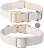 DOGWONG Cotton Hemp Dog Collar, Heavy-Duty White Dog Collar Adjustable Soft Natural Fabric Pet Dog Collar Cute Wedding Puppy Necklace for Small Medium Large Dogs - Image 3